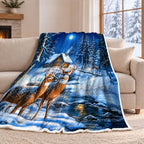Christmas Throw Blanket, Winter Deer Snow Forest Holiday Theme Blanket for Couch and Bed, Warm Cozy Winter Cabin Throw, Super Soft, 50x60 Inch, Blue - Image 2