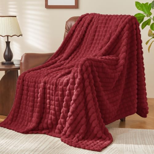 BEDELITE Burgundy Fleece Twin Blanket for Couch Dorm Room Decor, 60x80 Inch by BEDELITE