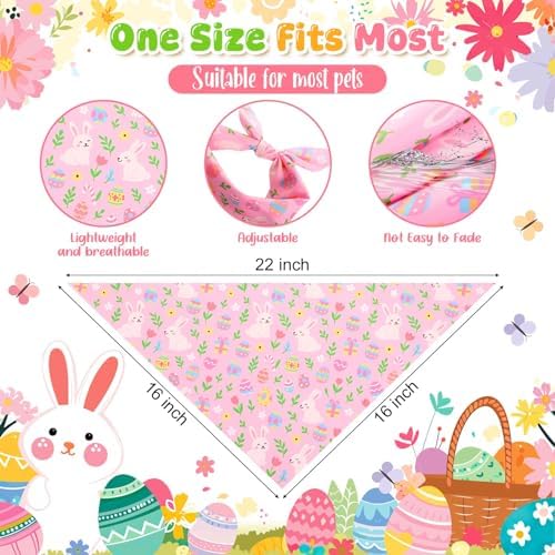 Geyoga 240 Pcs Dog Bandanas Bulk 4th of July Patriotic Pet Bandanas Adjustable Summer Triangle Dog Grooming Scarf Bibs Kerchief for Small Medium Large Cats Pet Costume(Easter) - Image 2