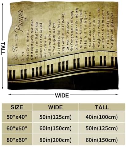 Piano Music Blanket Musician Prayer Throw Blankets Piano Keys Decor Stuff Cozy Flannel Fleece Soft Plush Fuzzy Warm Lightweight Bedding Gifts for Women Girls Kids 50"X40" - Image 6