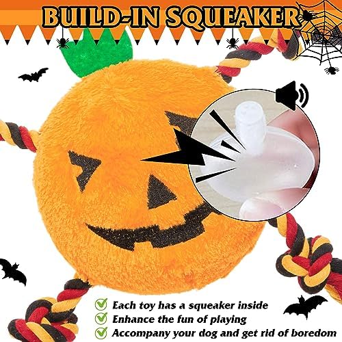 PUPTECK Halloween Dog Squeaky Chew Toys 3 Pack - Image 3