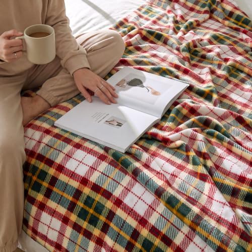 BEDELITE Tartan Plaid Fleece Twin Blanket for Couch, Christmas, 60"x80" - Image 4