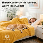 LOOBANI Waterproof Blanket for Bed, Flannel Twin Size 60"x80", Yellow - Image 2