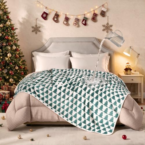 LOOBANI Waterproof Blanket for Queen Bed, Spill-Proof, 80"x90", Xmas Green by LOOBANI