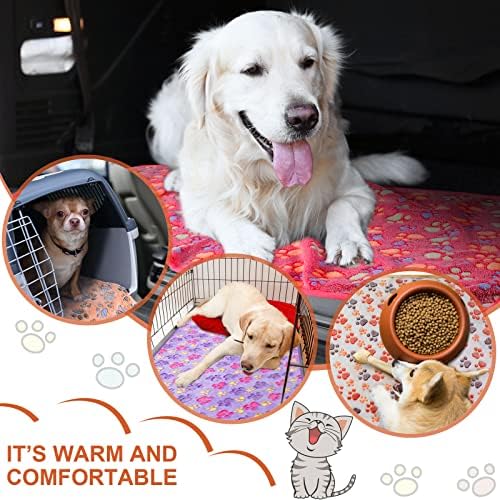 Tatuo 4 Pcs Fleece Dog Blanket for Puppy Cat, Mixed, 30 x 20.5 in, Paw - Image 5