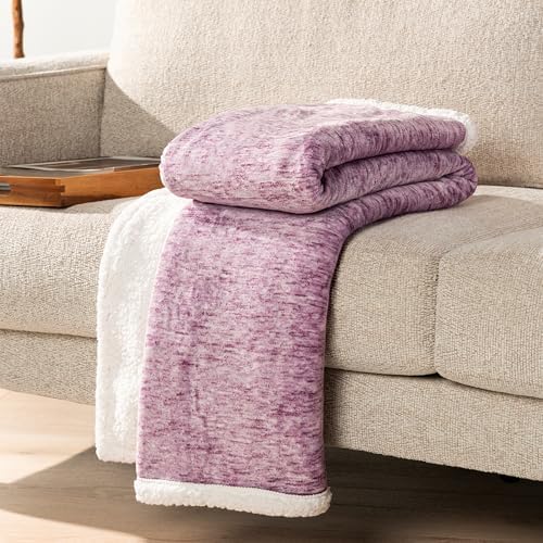PAVILIA Sherpa Throw Blanket for Couch Sofa Bed, Melange Wine Red, 50x60 - Image 5