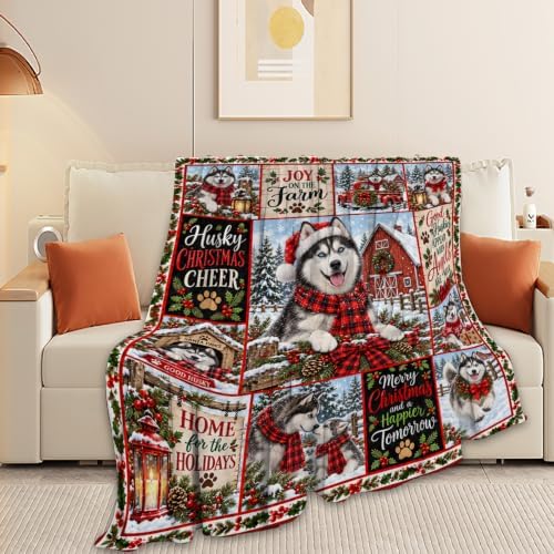 Husky Christmas Throw Blanket Snowy Farm Dog Holiday Gifts 50''x60'' - Image 4