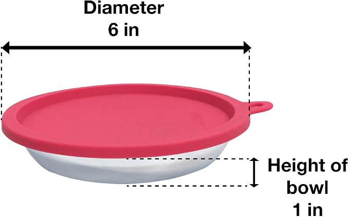 Messy Cats 4 Piece Set, 2 Stainless Bowls and 2 Lids, 1.75 Cup | Cat Feeding Set With Two Stainless Saucer Bowls And Two Airtight Silicone Lids For Meal Prep And Storage