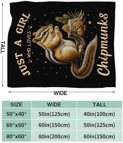 Chipmunk Blanket for Girls Women Boys Men Adults Kids Soft Cozy Fleece Tamias Squirrel Throw Blankets Gifts Warm Flannel Plush Lightweight Decor for Couch Bed Sofa 50"X40" - Image 7