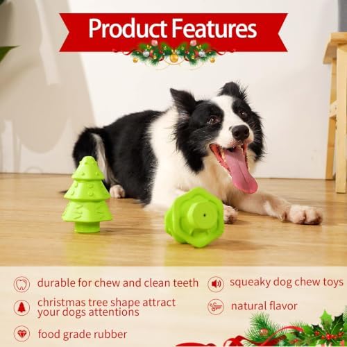 Christmas Dog Toys,Christmas Tree Shape Dog Chew Toys for Aggressive Chewers,Indestructible Tough Durable Squeaky Dog Toys,Puppy Dog Chew Toys for Small Medium Large Breed - Image 5