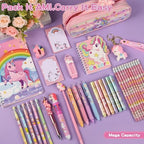 Ulema 41Pcs Cute Unicorn Stationery Set Birthday Gifts for Girls Back to School and Classroom Rewards Office Supplies with Unicorn Stuffs with Kawaii pencils,Keychain etc. - Image 3