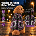 Dog Winter Coat for Large Dogs with Harness, Purple Camo, L - Image 4