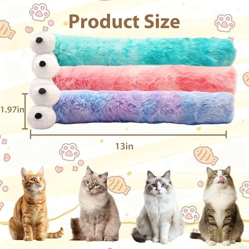 Cat Toys Pillows 3 Pack, Large 13” Cat Kicker Toys with Catnip Inside, Durable Interactive Cat Toys for Indoor Cats, Soft Kick Sticks for Exercise & Play - Image 2