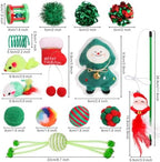 Christmas Stocking Cat Toys, 15PCS Christmas Cat Toy Set with Mouse, Squeaky Toys, Balls, Cat Teaser, Indoor Interactive Cat Toy Gift - Green - Image 7