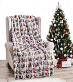 Elegant Comfort Luxury Velvet Super Soft Christmas Prints Fleece Blanket-Holiday Theme Home Décor Fuzzy Warm and Cozy Throws for Winter Bedding, Couch and Gift, 50 x 60 inch, White Christmas Cats by ELEGANTCOMFORT