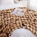 Gnome Coffee Throw Fleece Blanket,Checkered Theme Flannel Blankets,50"x60" - Image 7