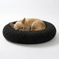 Muddy Mat® Cloud K-9 Bed for Dogs & Cats, Soft & Relaxing Donut Dog Bed, Chenille Material, Removable Cover, Washable & Dryer Safe–Black Small(25'x25')