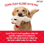 Multipet Lamb Chop Dog Plush Toy 10", Cream, 5 Squeakers - Image 6