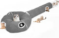 Ownpets 2-in-1 Cat Tunnel Large Lollipop 12" D Collapsible Cave Plush, Grey | Foldable Tunnel Bed, Fluffy Ball, Multi-Exit Maze, For Cats Kittens Puppies Rabbits, Soft Plush, Easy Store, Cozy Hiding Spot