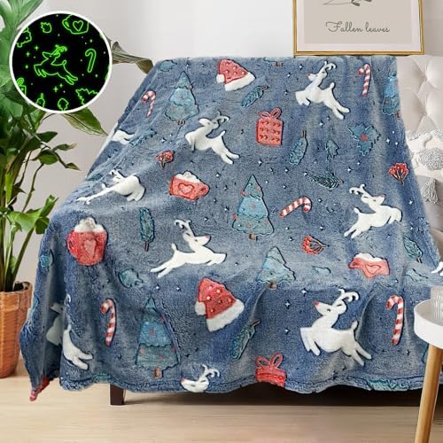Christmas Blanket for Boys, Christmas Glow in The Dark Blanket for Kids/Toddler/Baby, Soft Fleece Blankets and Throw, Birthday 40"x 60" by COMFAR