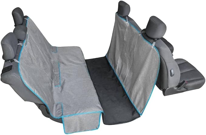 Kurgo Coast to Coast Hammock, Heather Grey, 55" Wide | Full-Coverage Seat Cover with Rufftex Floor Guard, Protects from Muddy Paws & Pet Hair, Water & Stain Resistant, Secure Fit