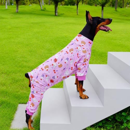 Dog Pajamas for Medium and Large Dogs, Pink Cat Cupcake, M - Image 2