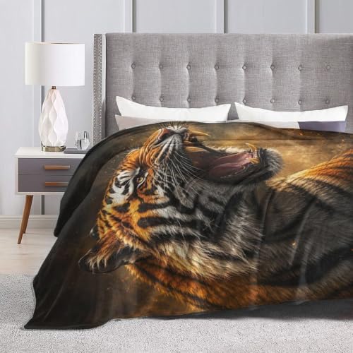 Roaring Tiger Blanket Wildlife Tiger Throw Stuff Gifts 80"x60" - Image 7