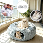 Cat Tunnel Bed for Indoor Cats, Peekaboo Cat Cave Donut Bed & Play Tunnel - Image 5
