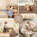 LINENLUX 1 Pack 3 Fleece Dog Blanket Soft Warm Cat Brown/White/Blue Large - Image 5