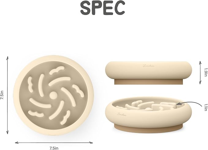 Slow Feeder Dog Bowls Made of Premium Food-Grade Silicone | Anti-Choking & Slow Eating for Improved Digestion, Non-Slip, Soft & Durable, Quiet Dog Bowl, Cute (Ivory, Standard)