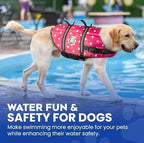 Dog Life Jacket - Swimming Vest for Dogs, Adjustable, Reflective, Comfortable, Multiple Colors, Patterns, XX-Small to Extra Large Dog Swim Vest with Handle (Pink Polka Dot, Large)