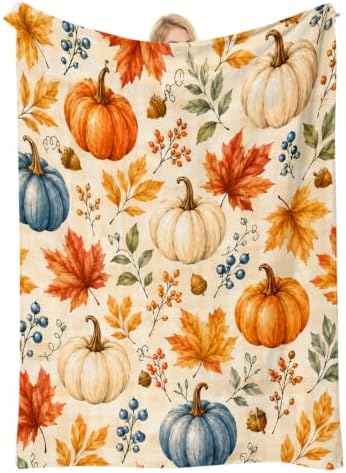 Cozy Fall Blankets and Throws, Pumpkin Blanket for Couch, Autumn Throw Blanket 40" x 60" by COMFAR