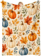 Cozy Fall Blankets and Throws, Pumpkin Blanket for Couch, Autumn Throw Blanket 40" x 60" by COMFAR