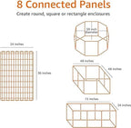 Amazon Basics Foldable Metal Indoor/Outdoor Dog Playpen, Octagonal Exercise Pen, Single Door, 8 Panels, 48 Inch Tall, X-Large, 60 x 60 x 48 Inches, Easy to Assemble, Black