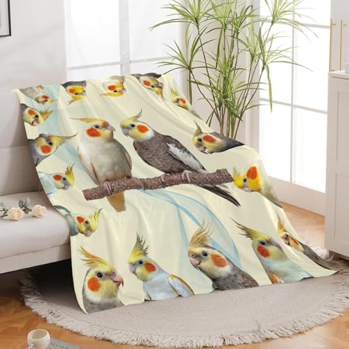 Parrot Bird Throw Blanket Cute Cockatiel Stuff Gifts for Kids Girls Boys Adults Women Men Soft Cozy Warm Plush Fluffy Fuzzy Fleece Blanket Decor 60''X80'' by Fuzawet