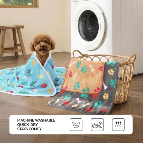 LINENLUX Dog Blankets 3-Pack, Super Soft Fluffy Fleece Pet Throw Warm - Image 4