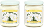 Pet's Favorite Pet Friendly Candles with a Natural Fiber Wick, Clean Burning Long Lasting with a 70 Hour Burn Time, Lemon Zest Pack of 2