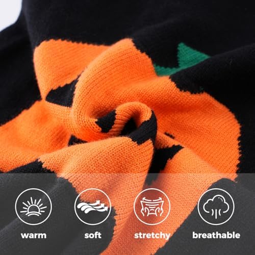 Halloween Dog Sweater Costumes for Small Medium Dogs Adorable Festival Pattern Pumpkin Sweater Turtleneck Knitted Pet Puppy Clothes Soft Warm Cold Weather Dog Halloween Costume Party Outfit - Image 3