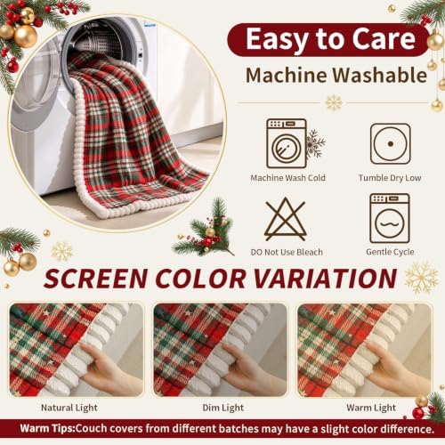 Christmas Couch Cover, Christmas Plush Sofa Cover for Dog Pet 1PC - Image 7