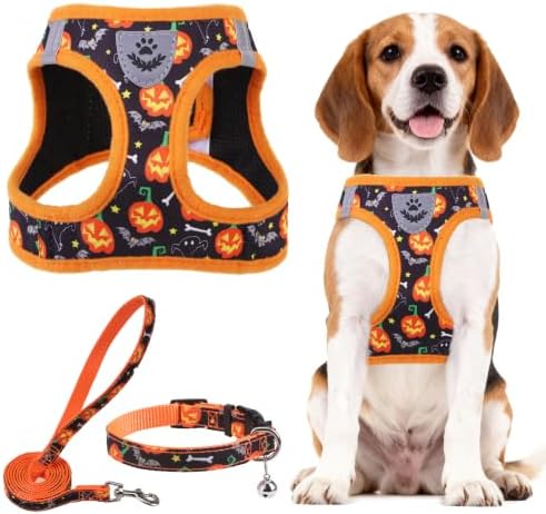 PUPTECK Halloween Dog Harness, Collar and Leash Set No Pull for Small Sized by PUPTECK