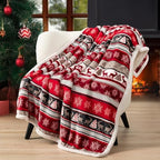 PAVILIA Christmas Sherpa Throw Blanket, Red & White Snowflake, Reindeer, Reversible Fleece & Sherpa Cozy Winter Blanket for Couch & Bed, 50x60, Christmas & Holiday Decor - Image 2