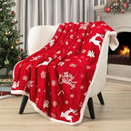 PAVILIA Red Reindeer Christmas Sherpa Throw Blanket, Ultra Soft Reversible Fleece Sherpa 50x60 Winter Blanket for Couch & Bed, Cozy Christmas Home Decor Holiday - Image 2