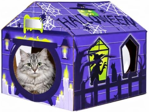 Halloween Cardboard Cat House Scratcher & Play Gift for Indoor Cats by Unknown