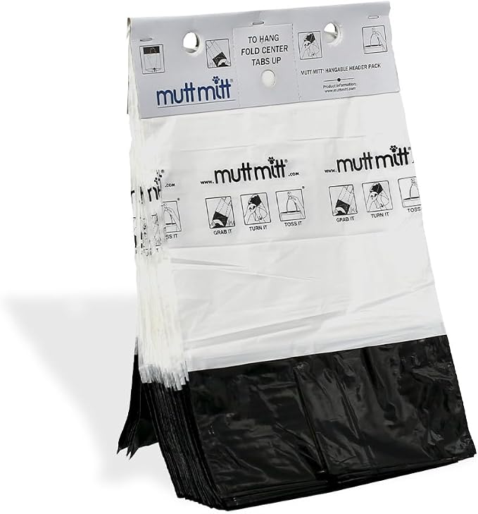 Mutt Mitt® 2-Ply Dog Waste Station Header Bags, 800 Count, 8 Headers | Commercial 2-ply mitten bags, 800 count on 8 station headers, fits hanging dog waste dispensers, 2mil thick pickup protection