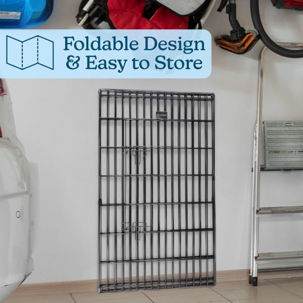 Dog Playpen - Foldable Metal Exercise Puppy Play Pen with Eight 24x42in Extra-Tall Panels and Gate - Indoor/Outdoor Dog Fence with Fabric Bottom for Dogs, Cats or Small Animals by PETMAKER (Black)