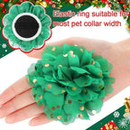 Hoteam 50 Pcs Dog Collar Flowers Bows Accessories, Christmas Red Green - Image 4
