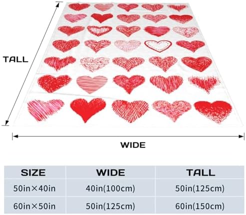 Valentine's Day Love Hearts Throw Blanket, Soft Lightweight Flannel Blanket, Wedding Anniversary Birthday Gifts for Girlfriend Wife, Anti-Pilling Blankets for Bed Sofa Couch Chair, 60 x 50 Inch - Image 7