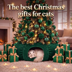 Christmas Tree Cat Tunnel 36 in Donut Bed, Green, Velvet, Fluffy - Image 6