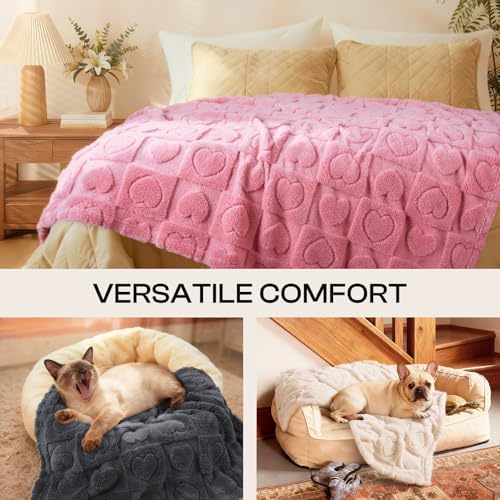 Luciphia Small Dog Blanket Washable Pet Bed Cover Soft Fluffy Puppy Blanket with Premium Fleece 300GSM Cozy Calming Cat Blankets for Indoor Cats Pink 41x31 inch - Image 4