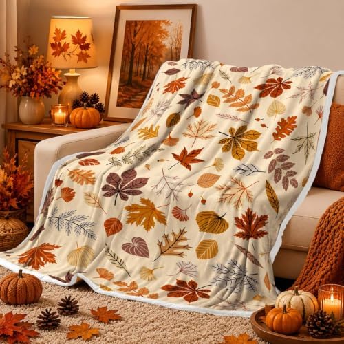 Fall Throw Blanket Autumn Leaves Decor Thanksgiving Fuzzy Fleece Soft Blankets and Throws for Living Room Couch Sofa Bed Chair 50 X 60 Inch - Image 3
